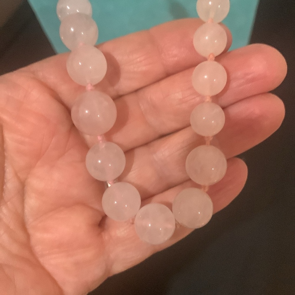 Vintage Rose Quartz Single Strand Hand Knotted Graduated Beads Necklace 34” - Picture 7 of 14